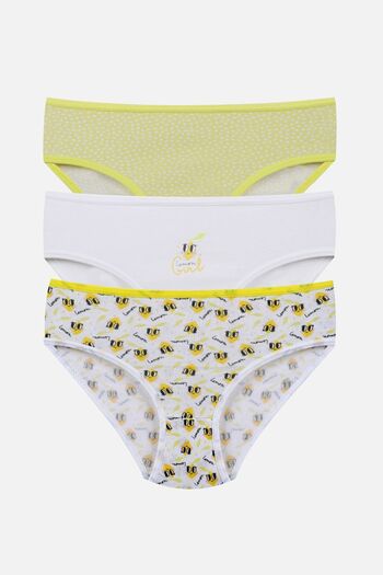 koza iç giyim Girl's 3-Piece Lemon Patterned Slip