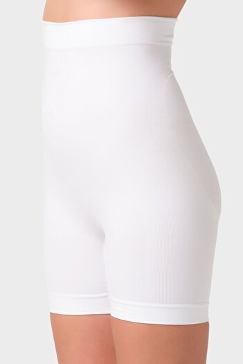 OXVİN 1 Size Seamless Short Short Corset with Push Up Feature, Slimming Belly, Waist, Hips and Hips - White