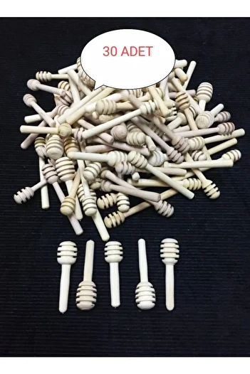DİBA AVM 30 Pieces of Magnet and Presentation Mini Honey Spoons - Wooden and Wooden