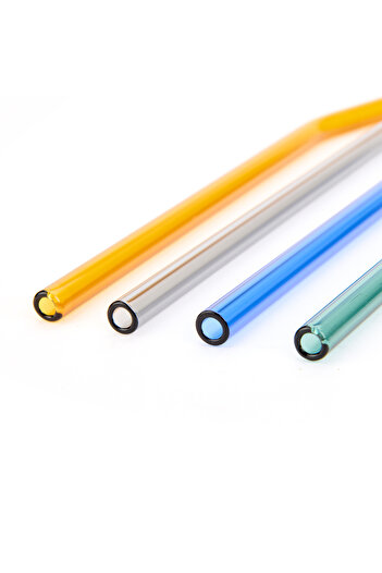 Kayra 20 cm Colorful Set of 4 Glass Straws