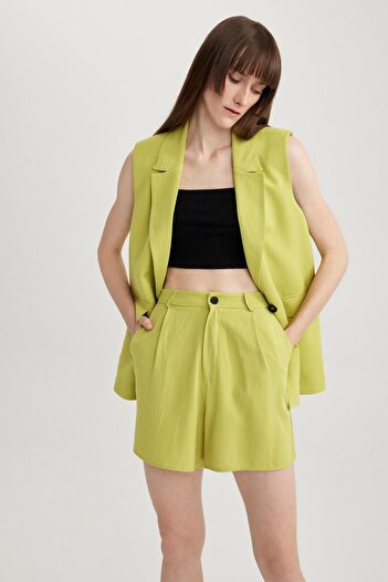 DeFacto High Waist Wide Leg Linen Blended Shorts A4801ax23sm