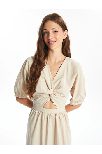 LC Waikiki V-Neck A-Line Women's Dress - Short Sleeve