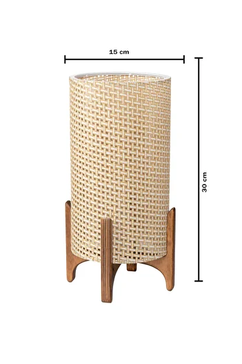 EFLIGHTDESIGN Modern Stylish Cream Wicker Wooden Lampshade Bedroom and Living Room Table Lamp