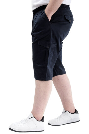 ModeXL Men's Capri - Mode XL, Plus Size, Cargo Pocket, Waist Tied, Navy Blue 21404