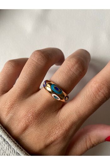 ringbox Gold Marka Model Mineli Nazar Boncuk Yüzük