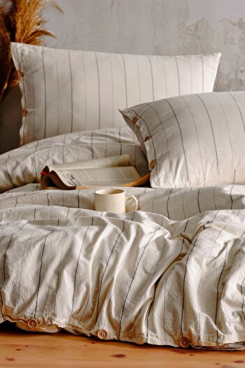 Macas Home Helen 100% Cotton Washed Yarn-Dyed Bedding Set Family Set (Family Set)
