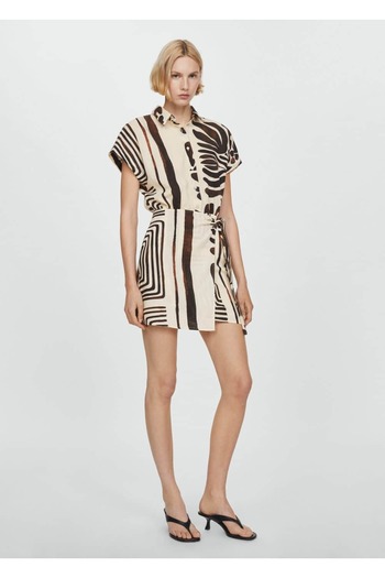 MANGO Woman Patterned Double-breasted Shirt Dress