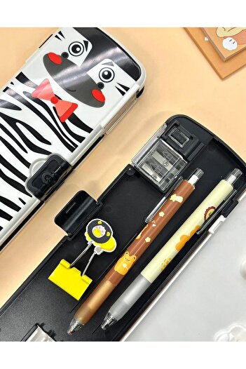 Kağıt Gemi Dükkan Zebra Patterned Double Sided Pencil Case