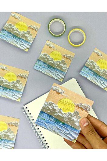 Kağıt Gemi Dükkan Nature Themed Post-it - Oil Painting, Setting Sun