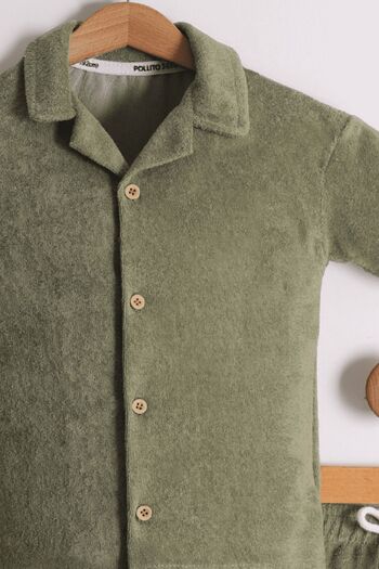 Pollito Boy's Khaki T-Shirt and Shorts Towel - Apache Collar 2-Piece Set