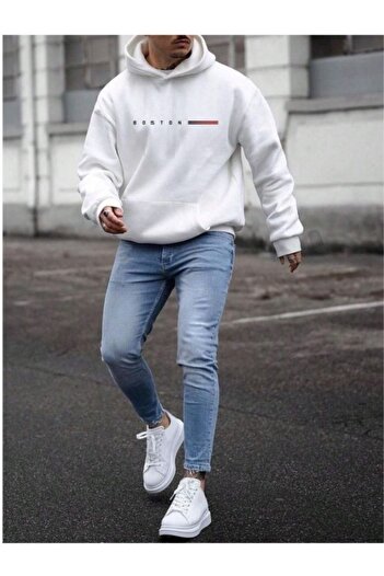 MOONBULL Ανδρικό φούτερ BOSTON με στάμπα oversize με κουκούλα