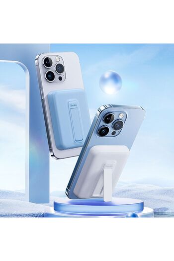 Benks Magsafe Powerbank Benks MP09 Magnetik Standlı İnce Tasarımlı Powerbank 6000mAh 5W Mavi