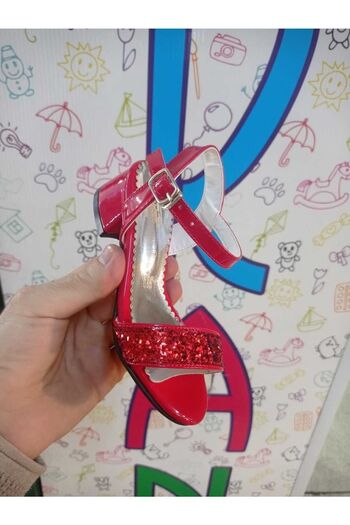 Sare Çocuk Giyim Girl's Heeled Red Light Evening Dress Shoes