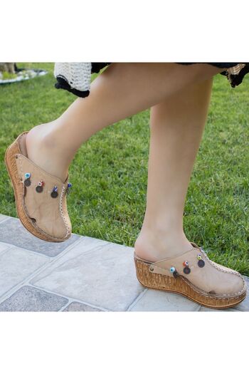 CONSUELO Orthopedic Wedge Heeled Leather Slippers 11409