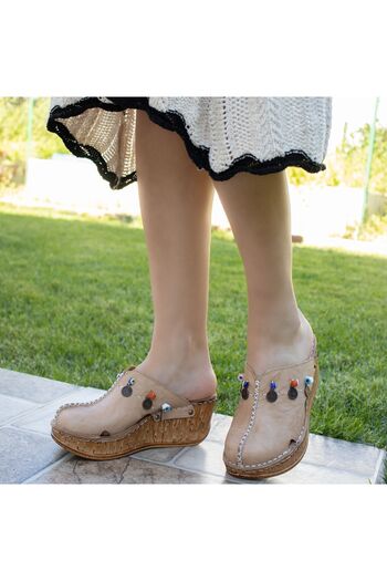CONSUELO Orthopedic Wedge Heeled Leather Slippers 11409
