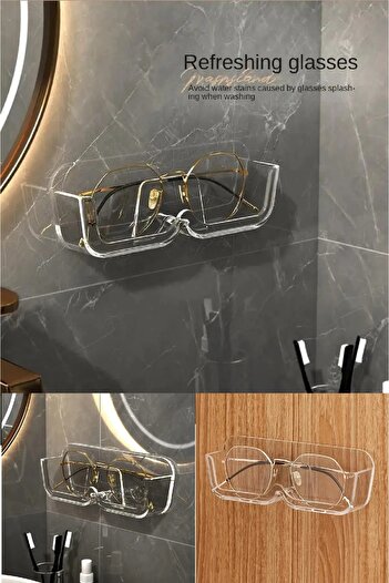 BİTERSE 1 Pcs Self Adhesive Clear Glasses Stand Plastic 17X6X3 cm