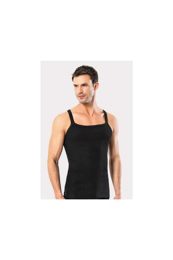 Şahin Men's Striped Camisole Tank - 3 Pieces, Thin Straps, 95% Cotton, 5% Lycra