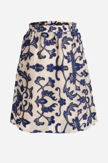Augie Leauphant Navy Blue-Beige Appliqued Skirt Design