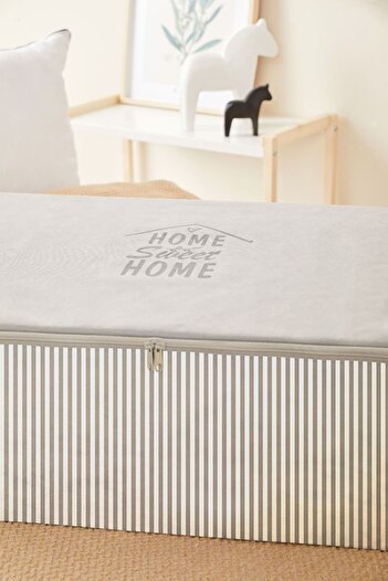 renklibebek Mega Size Gray Striped Base Dowry Organizer Bag ~ Dimension: 74x46x22
