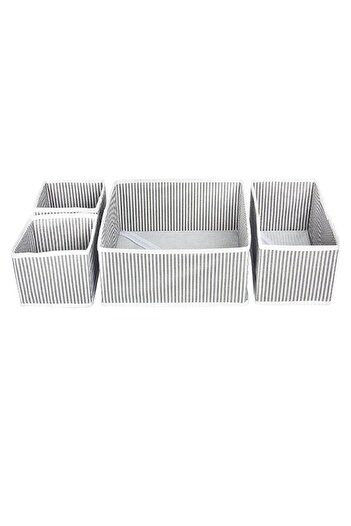 Faiend Gray Striped 4-Piece Drawer Organizer Multi-Purpose Foldable Drawer Organizer Storage Box