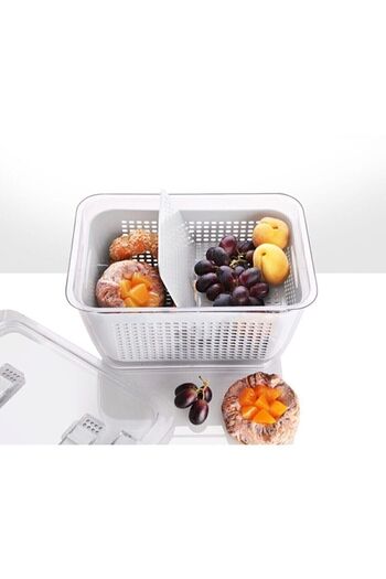 Lossa Air Conditioned Refrigerator Organizer with Strainer and Compartment and Storage Container 2.5 Lt White Color