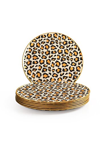GÜRCÜGLASS Leopar Desen Pasta Tabağı