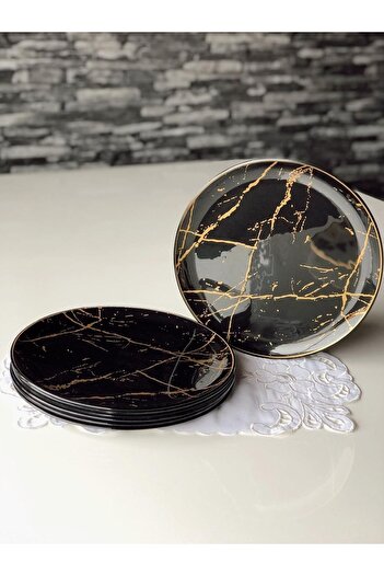 GÜRCÜGLASS Marble Pattern Serving Plate