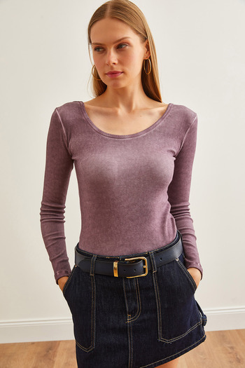 Olalook Weinrote Camisole-Bluse – breiter Kragen und waschbar BLZ-19000722