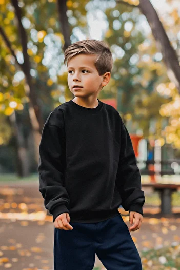 TRENDYOLKIDS Černá unisexová jednoduchá základní pletená mikina TKDAW25SW00000