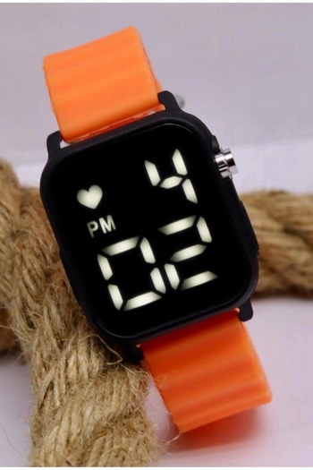 m melisa hediyelik Orange Color Silicone Cord Heart Screen Women's Girl's Wristwatch Mls-1183