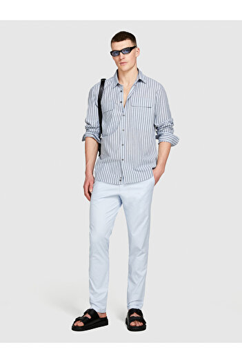 Sisley Ανδρικό παντελόνι Chino Slim Fit από βαμβακερό μείγμα Ice Blue