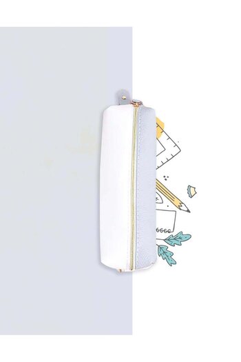 Kağıt Gemi Dükkan Double Sided Gray Pu Leather Pencil Case