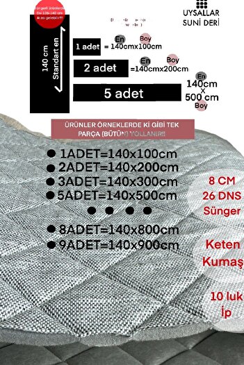 UYSALLAR SUNİ DERİ KETEN KUMAŞ SÜNGERLİ DİKİŞLİ KAPİTONE METRELİK