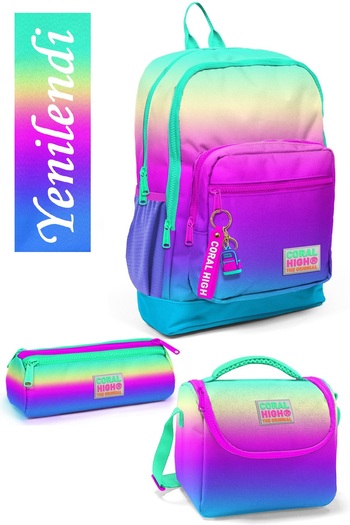 Coral High Kids Vibrant Color Transitional 3-Piece School and Backpack Set