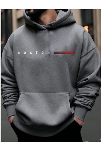 MOONBULL BOSTON Printed Men's Oversize Hooded Sweatshirt