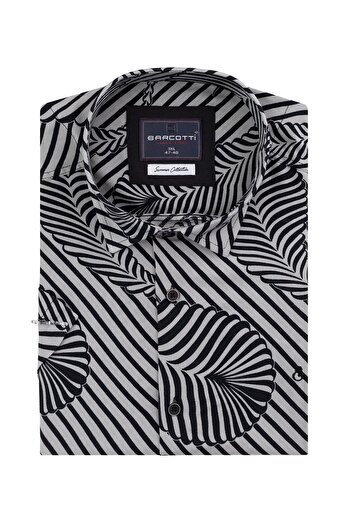 marufshop Ανδρικό πουκάμισο Viscon Plus Size - 118-191 κιλά, κοντό μανίκι, χωρίς τσέπη
