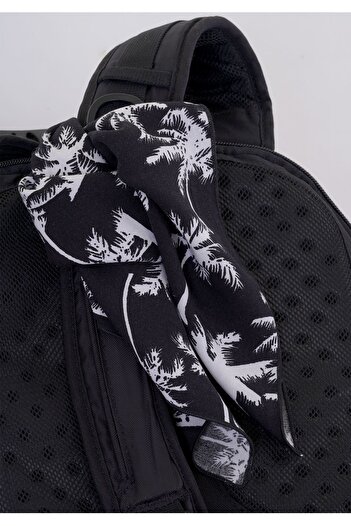 Exve Exclusive Φυσικό αξεσουάρ βισκόζης Bandana - Ασπρόμαυρο με στάμπα παλάμης