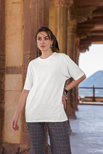 OXVİN Cotton Oversize Women's T-Shirt - Crew Neck (CASY FIT)