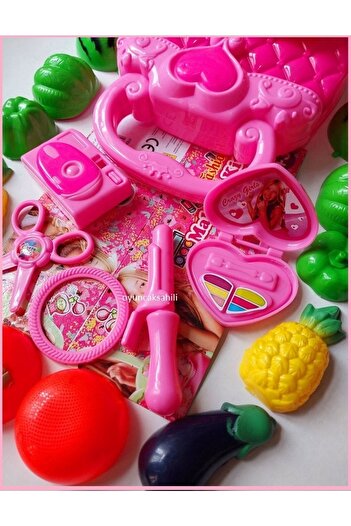 OYUNCAKSAHİLİ Makeup Bag - Photomachine, Scissors, Bracelet, Toy, Beauty, Dollhouse, Mixed Fruits and Vegetables