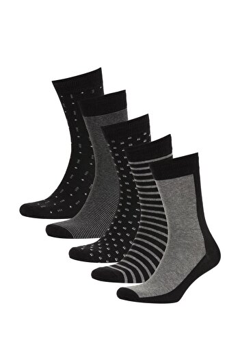 DeFacto Men's Cotton 5-Piece Long Socks Set - A7552axns