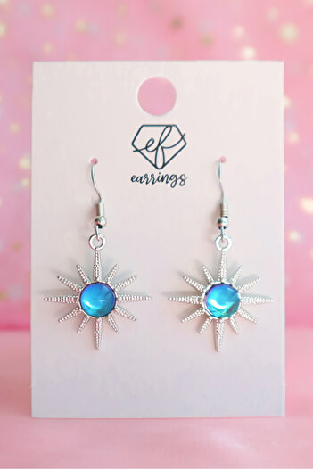 EFBUTİK North Star Blue Stone Imported Earrings