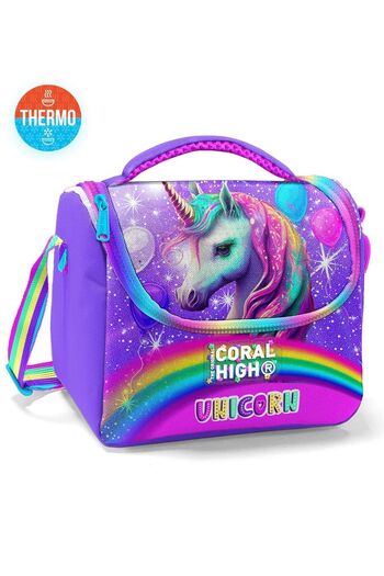 Coral High Kids Purple Pink Glitter Unicorn Patterned Thermo Lunchbox 11873