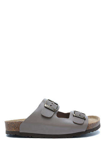 Kifidis K10260DK Kifidis Soft Step Kadın Çift Bantlı Deri Mantar Terlik 36-41