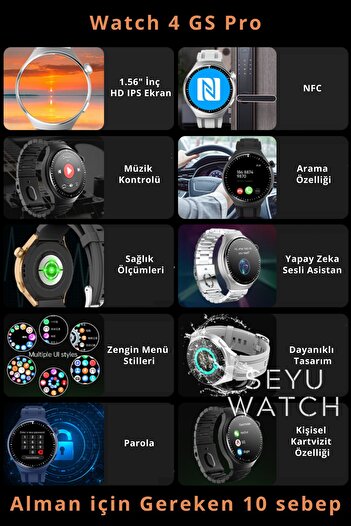 SEYUWATCH Watch Hx Pro Kordon Hediyeli 46mm Akıllı Saat Iphone Ve Android Tüm Telefonlara Uyumlu