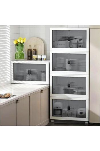 E-LİFE HOME 4'lü Portatif Organizer Tekerlekli Saklama Kutusu Çok Amaçlı Mıknatıs Kapaklı Katlanır