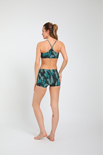 My-o Camouflage Patterned Women's Bustier Shorts Bikini