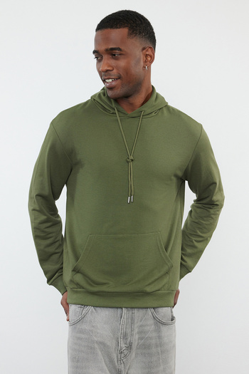 Trendyol Collection Khaki Regular/Normal Cut Hooded Long Sleeve Sweatshirt Without Gold Tmnaw20Sw0162