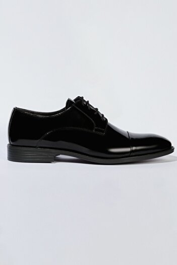ALTINYILDIZ CLASSICS Men's Navy Blue 100% Leather Classic Patent Leather Shoes