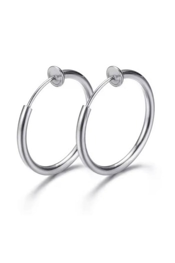Jaida Moda Unisex Set of 2 - Non-Perforated Fake Steel Earrings