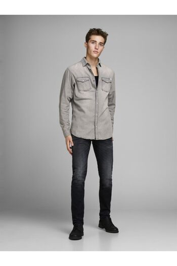 Jack & Jones Сіра чоловіча сорочка - Jjesherıdan Shırt, L/S, Noos Model